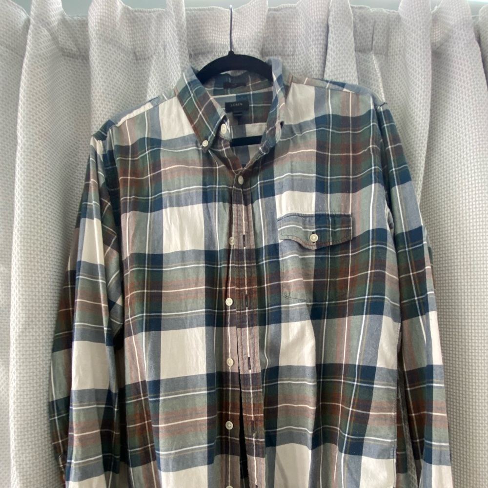 EUC - Men’s large J.Crew flannel long-sleeve button-down shirt